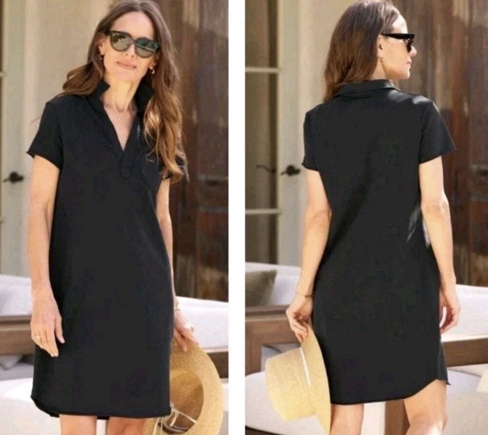 Frank & Eileen Lauren Dress XS Black Cotton Polo
